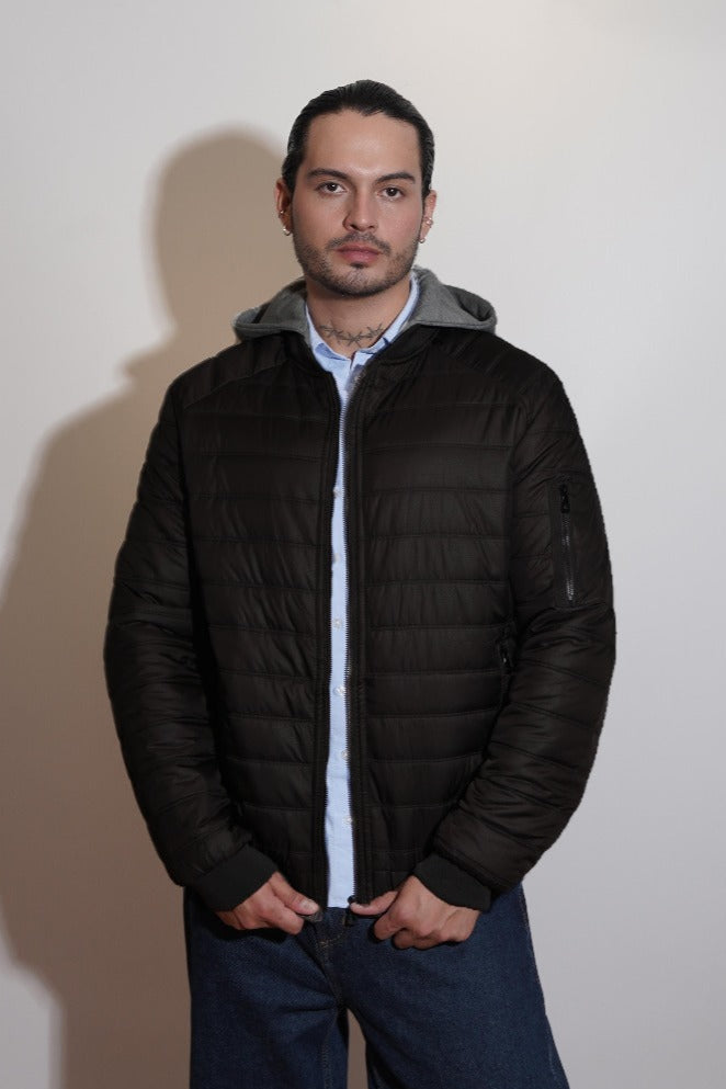chaqueta acolchada con capota de algodón