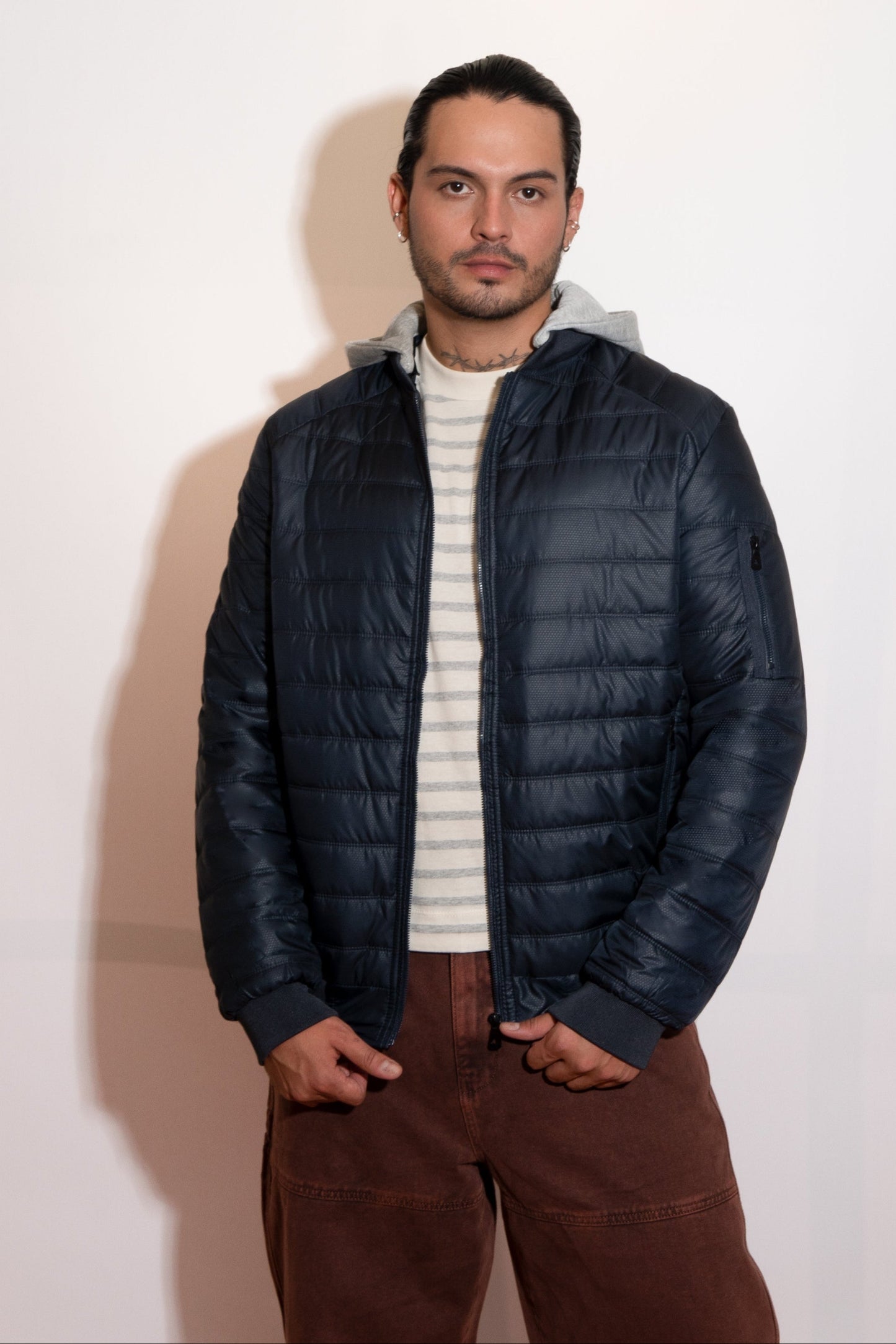 chaqueta acolchada con capota de algodón