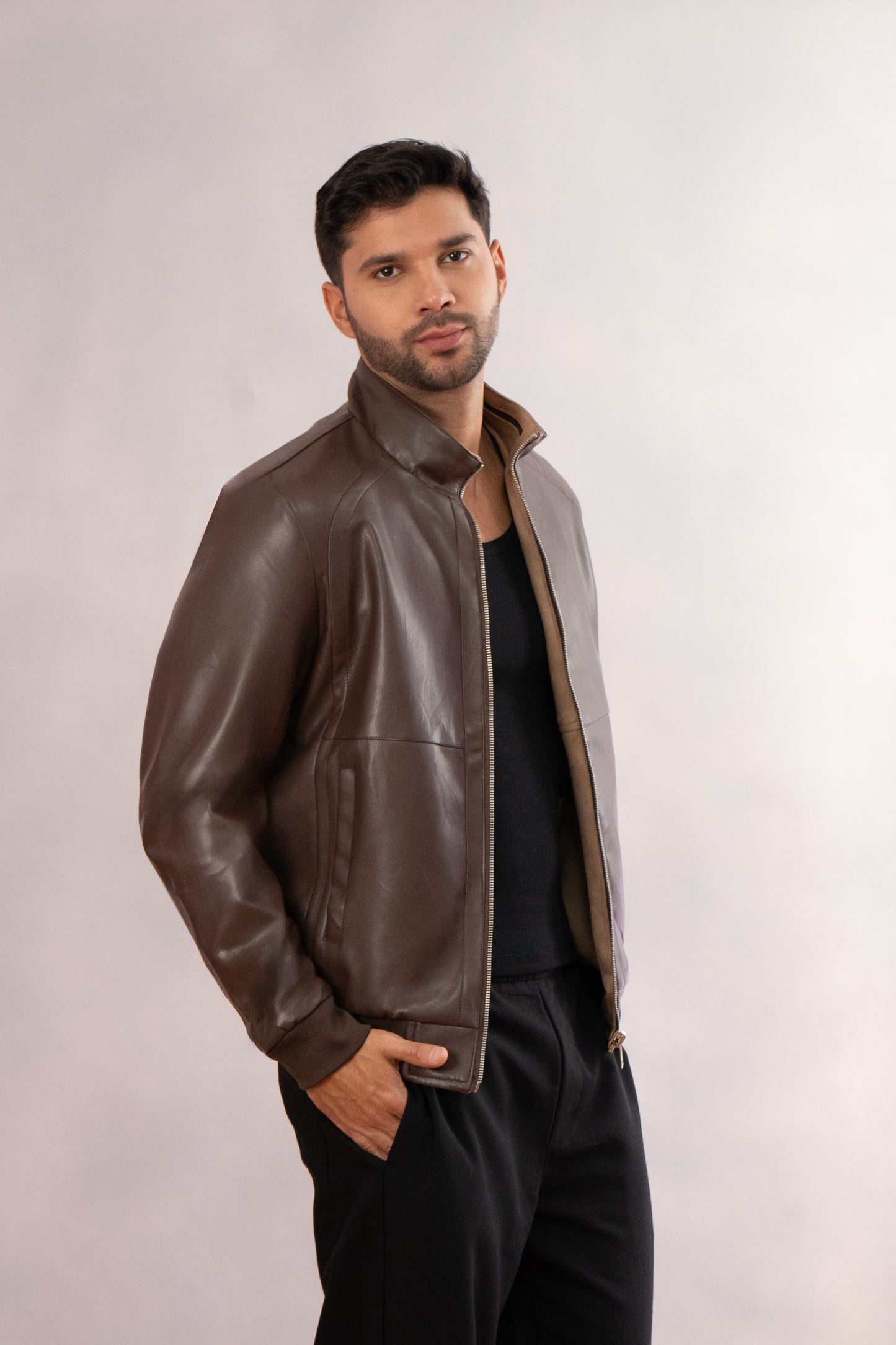 chaqueta tipo cuero doble faz