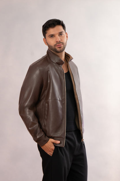 Chaqueta tipo cuero doble faz