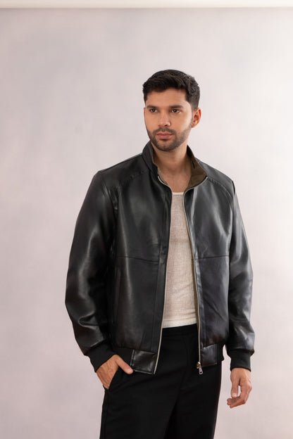 Chaqueta tipo cuero doble faz