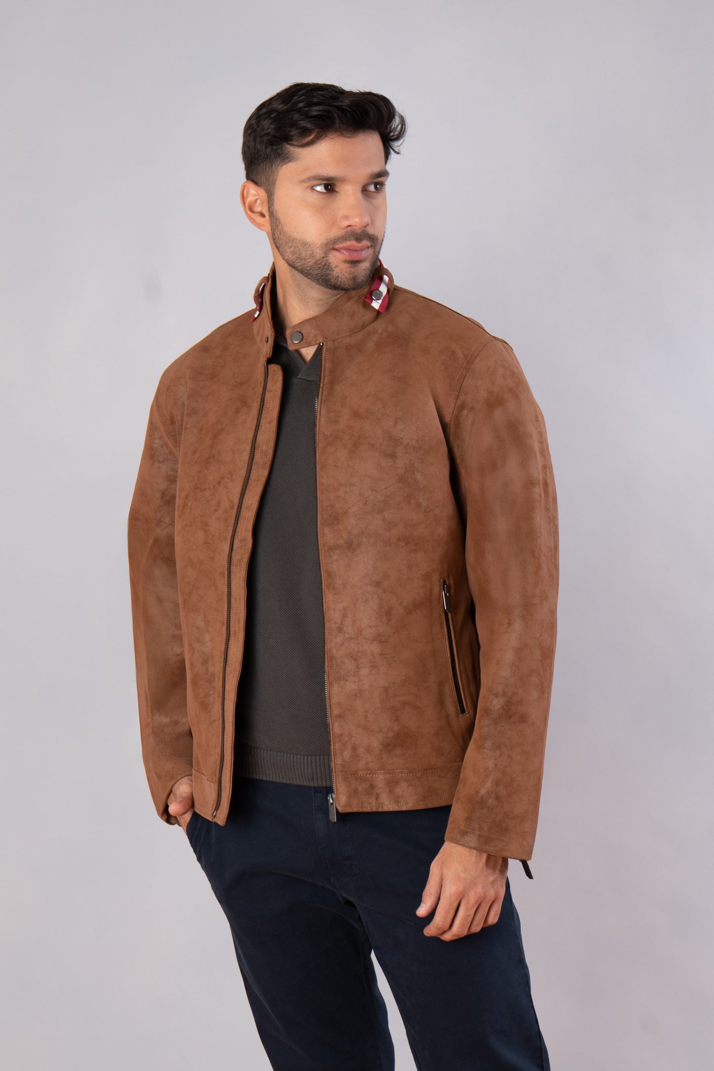 chaqueta casual tipo cuero
